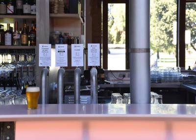 Sparkke at the Whitmore produces their limited edition specialty brews on site for service over the bar.